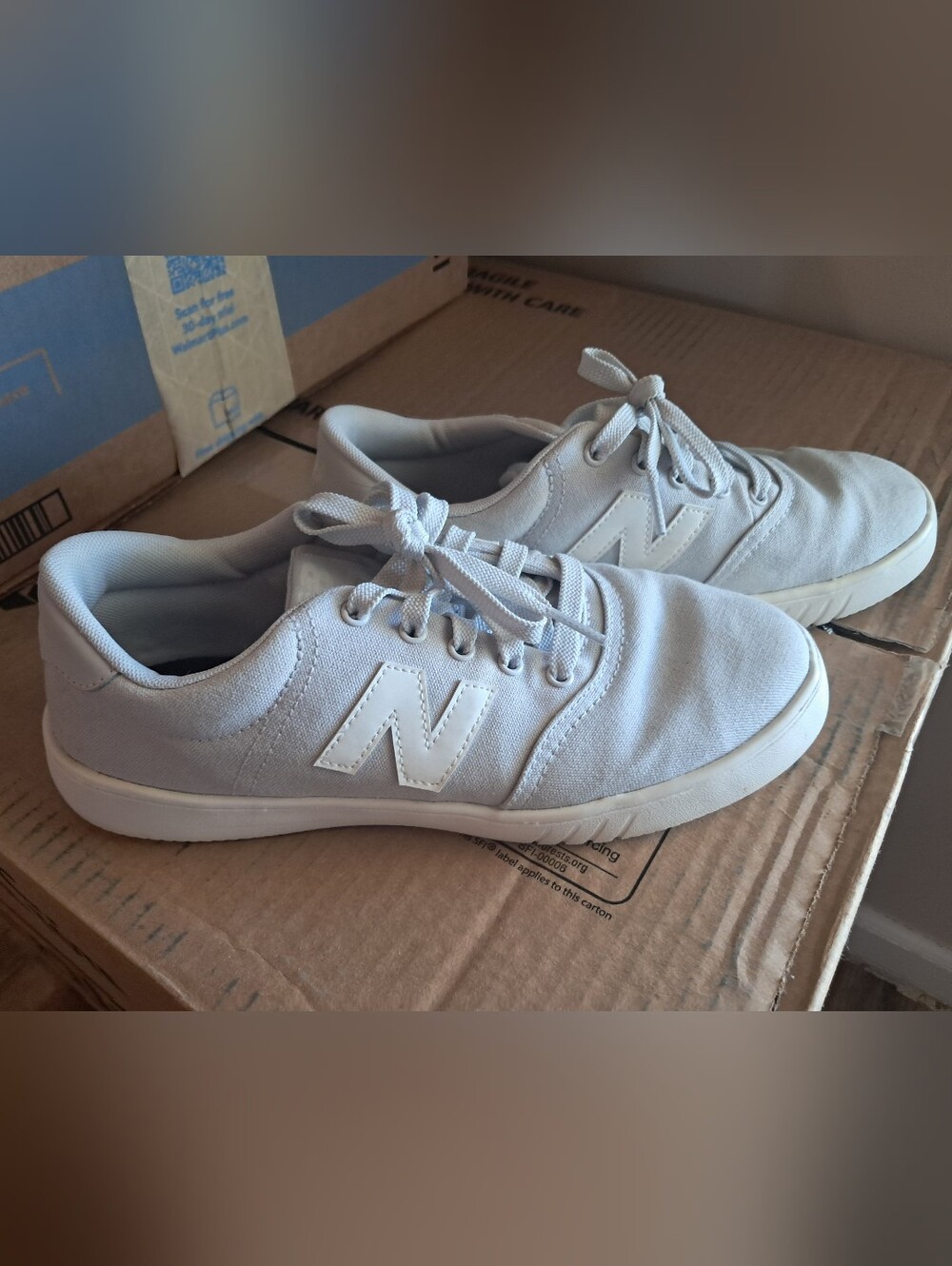New Balance Women's Light Gray Canvas Low-Top Sneakers
